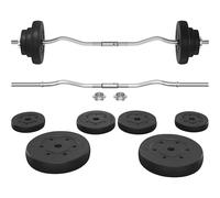 Yaheetech Ensemble d’haltère 20 kg Kit Barre de Musculation Exercices de Fitness Curl EZ 120 cm Barre Longue, Gym, Fitness