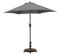 Yaheetech Ensemble de Parasol de Jardin Extérieur et Pied de Parasol, 228CM Parasol Inclinable Cadre en Métal et 25KG Base de Parasol Standard Ronde en Résine pour Patio Jardin Plage Gris