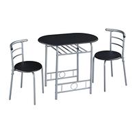 Yaheetech Ensemble Salon de Jardin 3 Pièces Table à Manger avec Porte-Bouteilles Cadre en Acier Effet Bois Gain de Place Meubles d'extérieur pour Balcon Petit Espace Terrasse Jardin 80 × 75.5 cm/Noir