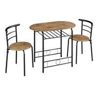 Yaheetech Ensemble Salon de Jardin 3 Pièces Table à Manger avec Porte-Bouteilles Cadre en Acier Effet Bois Gain de Place Meubles d'extérieur pour Balcon Petit Espace Terrasse Jardin 90 × 75.5 cm/Brun