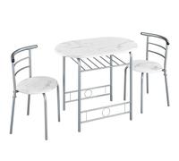 Yaheetech Ensemble Table de Salle à Manger Ronde avec 2 Chaises en Bois MDF et en Métal Ensemble de Meubles 3 Pièces avec Porte-Bouteilles pour Petit Espace 90 × 53 × 75,5 cm Blanc