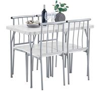 Yaheetech Ensemble Table et Chaises Salle à Manger Table avec 4 Chaises en MDF Métal pour Cuisine Terrasse Balcon Jardin Blanc