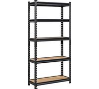 Yaheetech Étagère à 5 Niveaux Étagère 153 × 75 × 30cm, Noir | Capacité de Charge 175kg avec Planches MDF et Cadre Organisateur sans Vis pour Entrepôt Grenier Buanderie Magasin