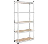 Yaheetech Étagère à 5 Niveaux Étagère Metallique Garage 153 × 75 × 30cm Capacité de Charge 175kg avec Planches MDF et Cadre Organisateur sans Vis pour Entrepôt Grenier Buanderie Magasin Argenté