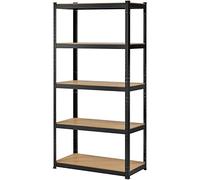 Yaheetech Étagère à 5 Niveaux Étagère Metallique Garage 180 x 90 x 45 cm Capacité de Charge 1325kg avec Planches MDF et Cadre Organisateur sans Vis pour Entrepôt Grenier Buanderie Magasin Noir