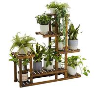 Yaheetech Étagère à Fleurs à 5 Niveaux Escalier pour Plantes Banc à Fleurs en Bois de Jardin Extérieur 97 x 96 x 25 cm