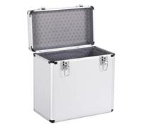 Yaheetech Étui pour Disques Vinyles de 33 Tours Mallette de Rangement pour Collection de DJ Valise Vinyles avec Fermeture à Clé pour 50 Albums 35x20x36 cm Argent