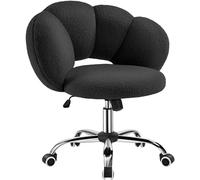 Yaheetech Fauteuil de Bureau, Chaise Pivotante Ergonomique, Dossier Confort en Nuage, Réglable en Hauteur, Charge 136 kg, pour Salon Chambre Bureau, Noir/Bouclé
