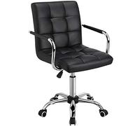 Yaheetech Fauteuil de Bureau Ordinateur Siège Bureau Erconomique Hauteur Réglable en Similicuir avec Accoudoirs Amovibles à roulettes Pivotantes pour Chambre Studio Noir