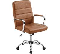 Yaheetech Fauteuil de Bureau Similicuir Chaise de Bureau Erconomique Hauteur Réglable Inclinable avec Dossier Rembourré Brun Rustique