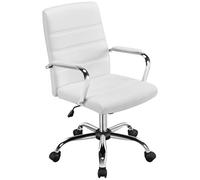 Yaheetech Fauteuil de Bureau Similicuir Chaise de Bureau Ergonomique Hauteur Réglable Inclinable avec Dossier Rembourré Blanche