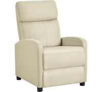 Yaheetech Fauteuil de Relaxation Chaise de Détente Siège de Canapé Rembourré pour Salon/Chambre/Home Cinéma/Lecture Beige/Tissu