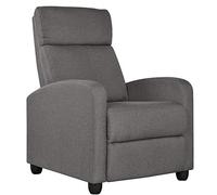 Yaheetech Fauteuil de Relaxation Petit Canapé Inclinable en Tissu en 3 Positions 1 Place avec Repose-Pied, pour Salon Chambre Bureau Home cinéma, 85 × 67 × 99,5 cm, Jusqu’à 120 kg, Gris
