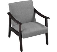 Yaheetech Fauteuil de Salon avec Accoudoirs Courbes Chaise Ergonomique Cadre en Bois d’hévéa pour Salon Chambre Salle de Séjour Bureau 62×70×74 cm Gris Foncé