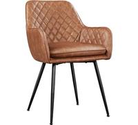 Yaheetech Fauteuil de Salon en Similicuir Dossier Ergonomique Capitonné Chaise de Salle à Manger avec Pieds en Métal Fauteuil d'appoint Moderne pour Maison Cuisine Bureau Marron