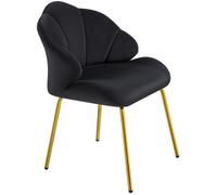 Yaheetech Fauteuil de Salon en Velours Chaise d'appoint Moderne Design Coquillage avec Dossier Capitonné, Noir