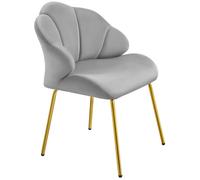 Yaheetech Fauteuil de Salon en Velours Chaise d'appoint Moderne Design Coquillage avec Dossier Capitonné, Gris Clair