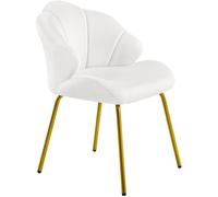 Yaheetech Fauteuil de Salon Moderne Design Coquillage Chaise de Chambre à Coucher Blanc