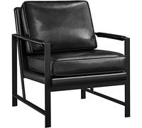 Yaheetech Fauteuil de Salon Moderne Fauteuil d'appoint Design avec Coussins Rembourrés Cadre en métal Fauteuil de Lecture Confortable Noir