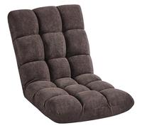 Yaheetech Fauteuil de Sol Pliable Paresseux Tatami Chaise de Sol Dossier Multiposition Fauteuil Bas Convertible pour Maison Bureau Brun