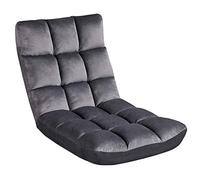 Yaheetech Fauteuil de Sol Pliable Paresseux Tatami Chaise de Sol Dossier Multiposition Fauteuil Bas Convertible pour Maison Bureau Gris