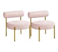 Yaheetech Fauteuil et Chaise de Relaxation de Salon Design Géométrique Élégant Doré Fauteuil d'appoint Bouclé 2/Rose