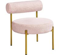 Yaheetech Fauteuil et Chaise de Relaxation de Salon Design Géométrique Élégant Doré Fauteuil d'appoint Bouclé 1/Rose