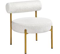 Yaheetech Fauteuil et Chaise de Relaxation de Salon Design Géométrique Élégant Doré Fauteuil d'appoint Bouclé 1/Blanc