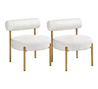 Yaheetech Fauteuil et Chaise de Relaxation de Salon Design Géométrique Élégant Doré Fauteuil d'appoint Bouclé 2/Blanc