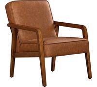 Yaheetech Fauteuil Salon Confortable Cadre Métal Fauteuils et Chaises pour Salon Siège Bien Rembouré 1/Marron Clair