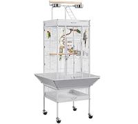 Yaheetech Grande Cage Oiseau Cage Perroquet Volière Oiseaux Intérieur Exterieur avec roulettes pour Cacatoès Perruche Canaris Perroquet Blanc
