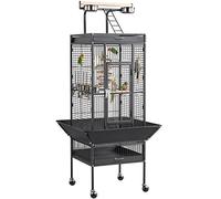 Yaheetech Grande Cage Oiseau Cage Perroquet Volière Oiseaux Intérieur Exterieur avec roulettes pour Cacatoès Perruche Canaris Perroquet Noir