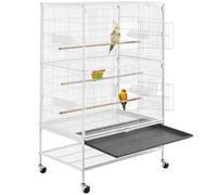 Yaheetech Grande Cage Oiseau sur Pied Volière Canaries Perroquet Grosses Perruches Cacatoès Ara Cage Oiseaux 79 x 52 x 132 cm Blanc