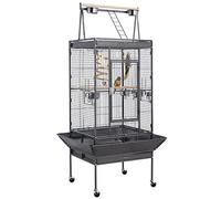 Yaheetech Grande Cage Oiseau Volière à Oiseaux Intérieur Exterieur pour Perruche Perroquet Mandarin avec 4 roulettes Mobiles 81x76x174cm Métal