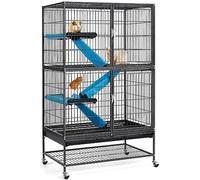 Yaheetech Grande Cage Rongeur 4 Niveaux Cages Hamster Cage Cochon d'Inde Cages pour Furets/écureuils/Chinchillas/Rat Domestique sur roulettes Noir 78x51x137cm