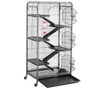 Yaheetech Grande Cage Rongeur Cages Hamster Cages pour Cochon d'Inde/Furets/écureuils/Chinchilla/Rat Domestique/Gerbille - 6 Niveaux 64 x 44 x 131 cm Noir