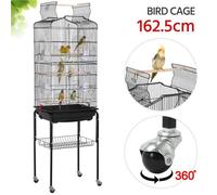 Yaheetech Grande Volière pour Oiseaux Cage à Roulettes Canaries Perroquet Perruches Canaris avec 4 mangeoires, 3 perchoirs, 150,5cm