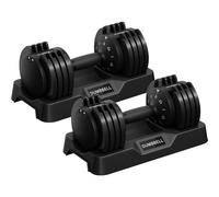 Yaheetech Haltère Réglable 12 kg de Musculation 5 en 1 Ensemble d'Haltères à Charge Variable avec Base de Rangement pour Entraînement Fitness Gym à Domicile Bureau