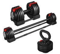 Yaheetech Haltère Réglable 3-24 KG Kettlebell Haltère Musculation Longs 3 en 1 Barre d'Extension 12 Disques Musculation