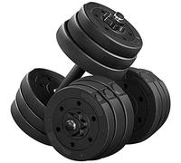 Yaheetech Haltères Musculation 2 x 10kg Home Gym 12 Plaques Différents Poids Paire d'Haltères Kit Haltères en Métal Noir