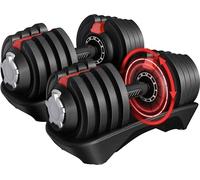 Yaheetech Haltères Musculation, Haltères Réglables, 1,5-18/3-24/2-40kg, avec Base de Rangement, Plaques de Poids, Poignée Antidérapante, pour Entraînement à Domicile Bureau Gym