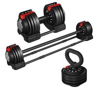 Yaheetech Haltères Musculation Réglables 2 en 1/3 en 1, 18 kg/24 kg/40 kg, Ensemble d'haltères, Kettlebell, Haltères Musculation Longs, avec Disque pour Musculation, Fitness, Domicile, Gym