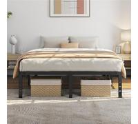 Yaheetech Lit 160x200 cm avec Sommier Cadre de Lits en Métal avec Espaces Rangement sous Le Lit Hauteur 36cm Lits Double Assemblage Simple pour Adultes Noir