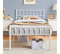 Yaheetech Lit d'appoint en métal avec sommier à Lattes pour Chambre à Coucher, Chambre d'amis, 90 x 190 cm, Blanc