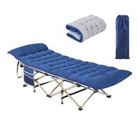 Yaheetech Lit de Camp Pliable avec Matelas Pochette 150 kg Charge Pliant 1 Personne Longueur 191 cm avec Sac de Transport Cadre en Métal pour Extérieur Voyage Pêche Randonnée Maison Jardin Bleu/Bleu