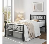 Yaheetech Lit Simple 90 x 190 cm en métal pour Adultes Grande Espace en Lattes Noir Moderne