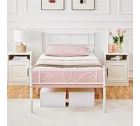 Yaheetech Lit Simple Cadre de lit 90 x 190 cm en Métal Assemblage Simple pour Petits Espaces Adultes Blanc
