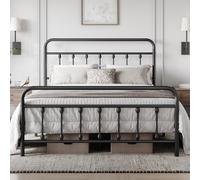 Yaheetech Lit Simple Double en Métal Assemblage Simple pour Petits Espaces Adultes 140x200cm Noir