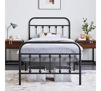 Yaheetech Lit Simple Double en Métal Assemblage Simple pour Petits Espaces Adultes 90x200 cm/Noir