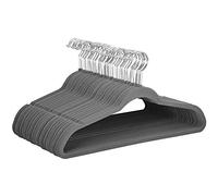 Yaheetech Lot de 100 Cintres Velours Adulte,Fins,Antidérapants,longuer 45cm, avec Crochet Pivontant Peu Encombrants pour Costumes/Chemises/Robes/Pantalon/Manteaux, Gris